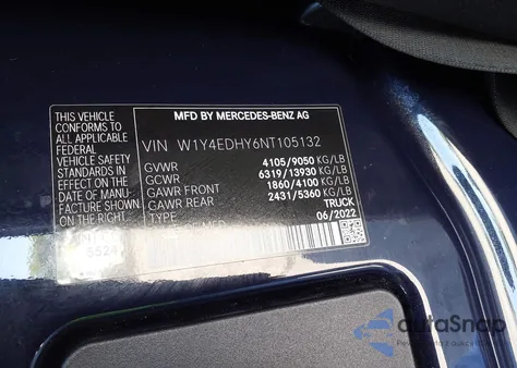 2022 Mercedes-Benz Sprinter 2500 High Roof V6 из США, поврежденный, VIN W1Y4EDHY6NT105132